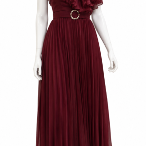 Ruby Pleated Evening Gown