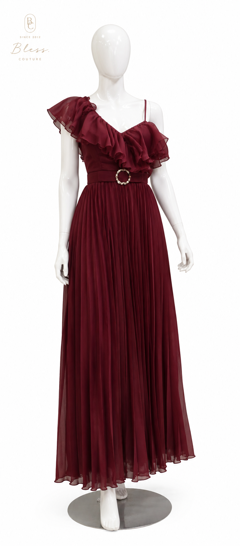 Ruby Pleated Evening Gown